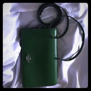 Coach green crossbody clutch